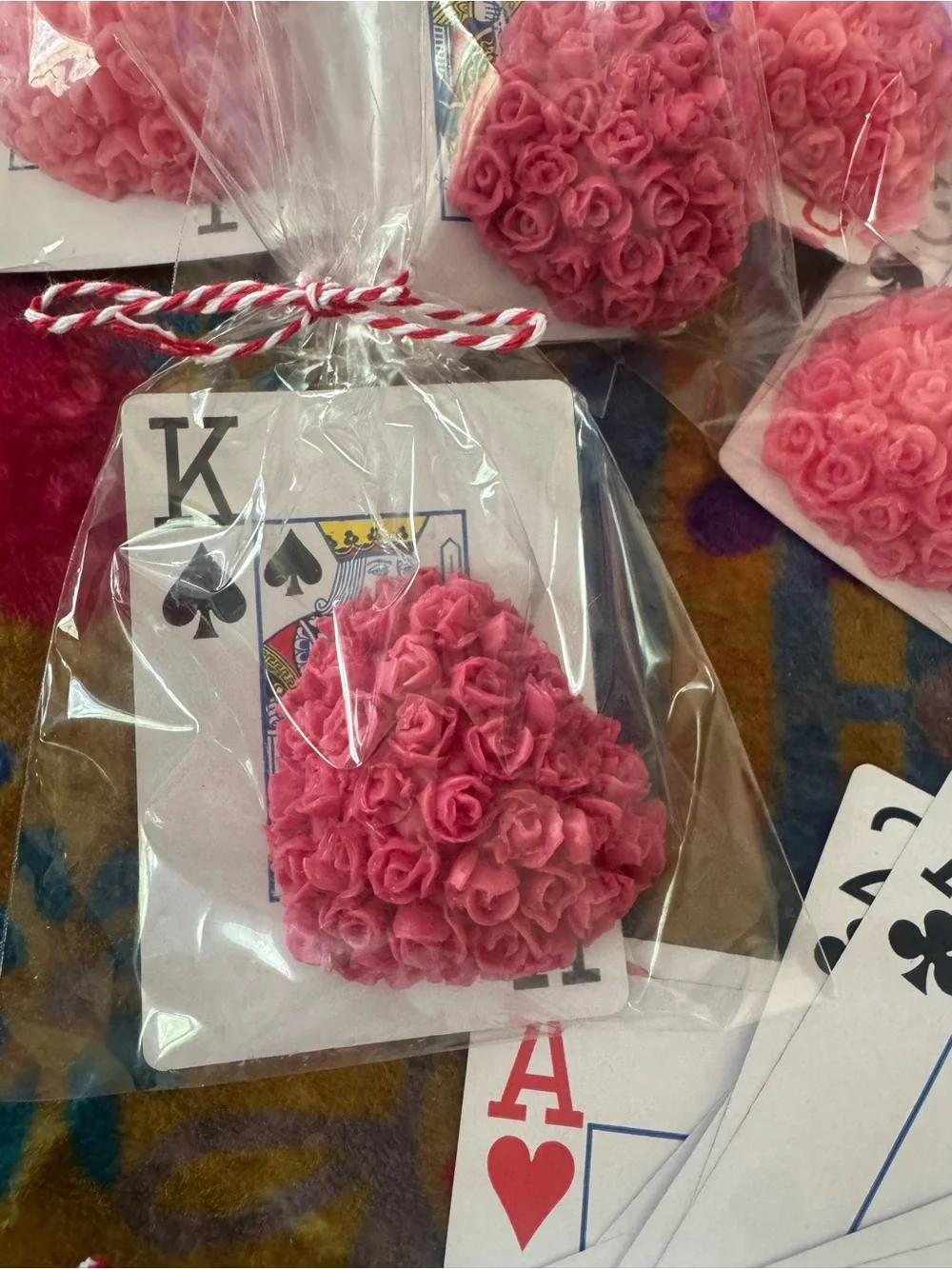 Alice in Wonderland Queen of Hearts soap party favors.